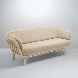 BÔA rattan sofa with Brema Ssand beige fabric designed by At-Once