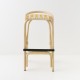 Tabouret de bar en rotin design VIRAGE large avec sangles jaunes vue de face