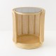 Table basse ronde / chevet en rotin design TAMBOURIN vue de face
