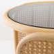 Table basse ronde / chevet en rotin design TAMBOURIN zoom plateau de verre profil