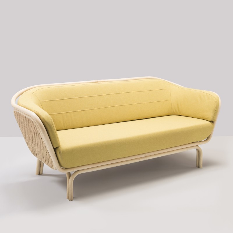 BÔA sofa with yellow Medley 62054 cushions designed by At-Once