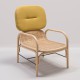 PLUS design rattan armchair with Gabriel Medley 62054 fabric