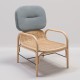 PLUS design rattan armchair with Gabriel Medley 66008 fabric