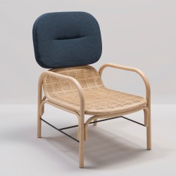 PLUS design rattan armchair with Gabriel Mood 2103 fabric