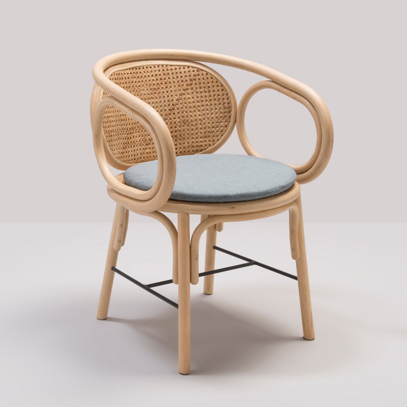 Design rattan CONTOUR table armchair with Gabriel Fabrics Medley Grey cushion