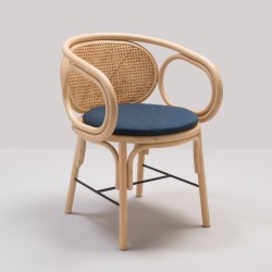 Design rattan CONTOUR table armchair with Gabriel Fabrics Mood Dark Blue cushion