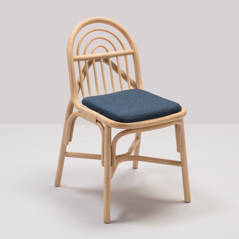 SILLON design rattan chair with Mood blue fabric cushion
