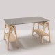 PASSE-PASSE rattan trestles for a design rattan desk with grey top