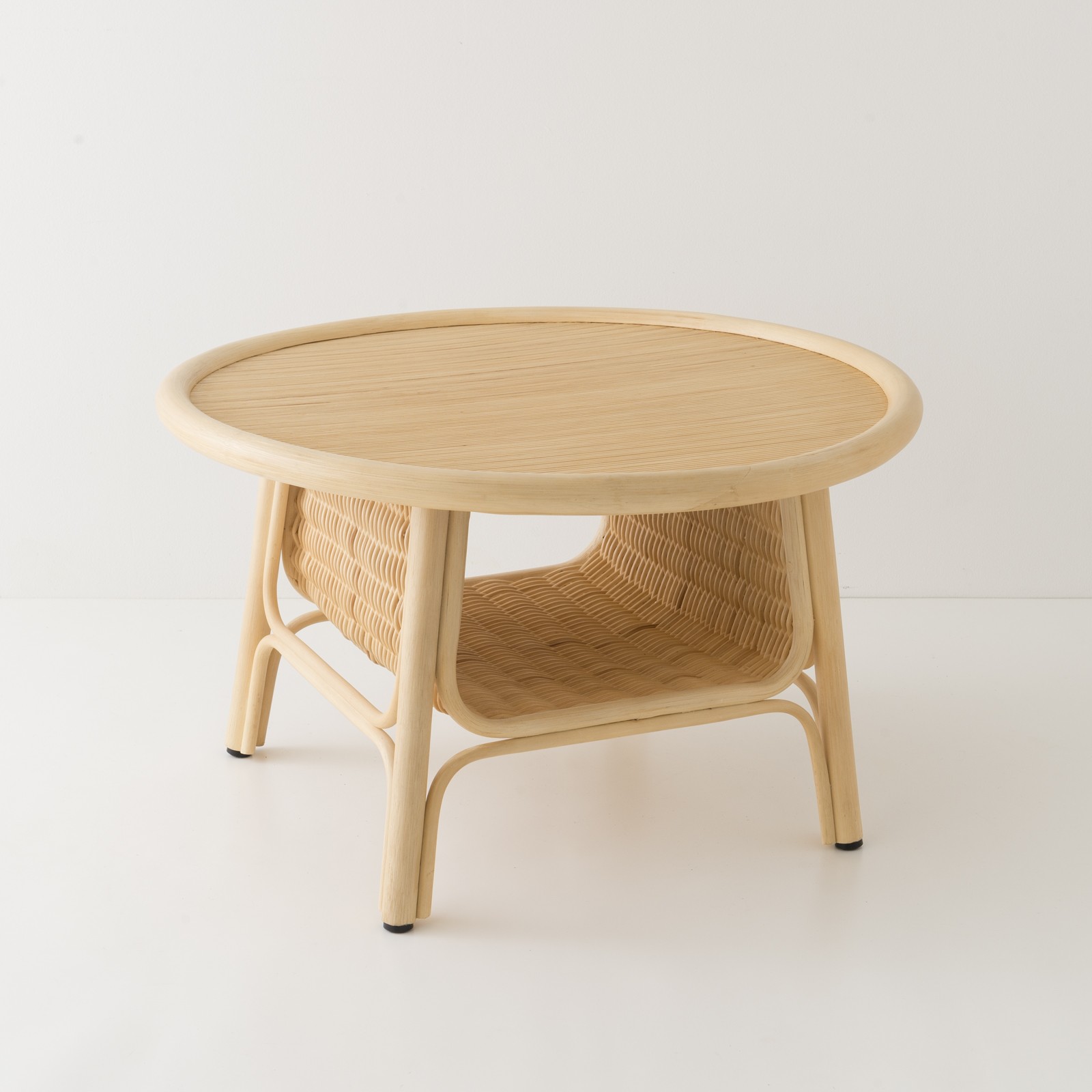 CORRIDOR rattan side table diam 70cm designed by Guillaume Delvigne