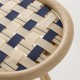 VIRAGE design barstool in rattan - detail of seat with blue straps