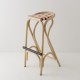 Tabouret de bar en rotin design VIRAGE avec sangles rouge brique