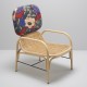 PLUS design rattan rattan armchair with IDRIS exotic fabric by Thevenon