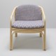 HUBLOT design rattan armchair Marquetry blue fabric by Sunbrella front view