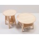Two sizes of the CORRIDOR side tables in rattan