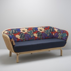 BÔA design rattan sofa with IDRIS + night blue fabrics