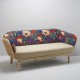 BÔA design sofa in rattan and caning with a mix of beige and Idris fabric