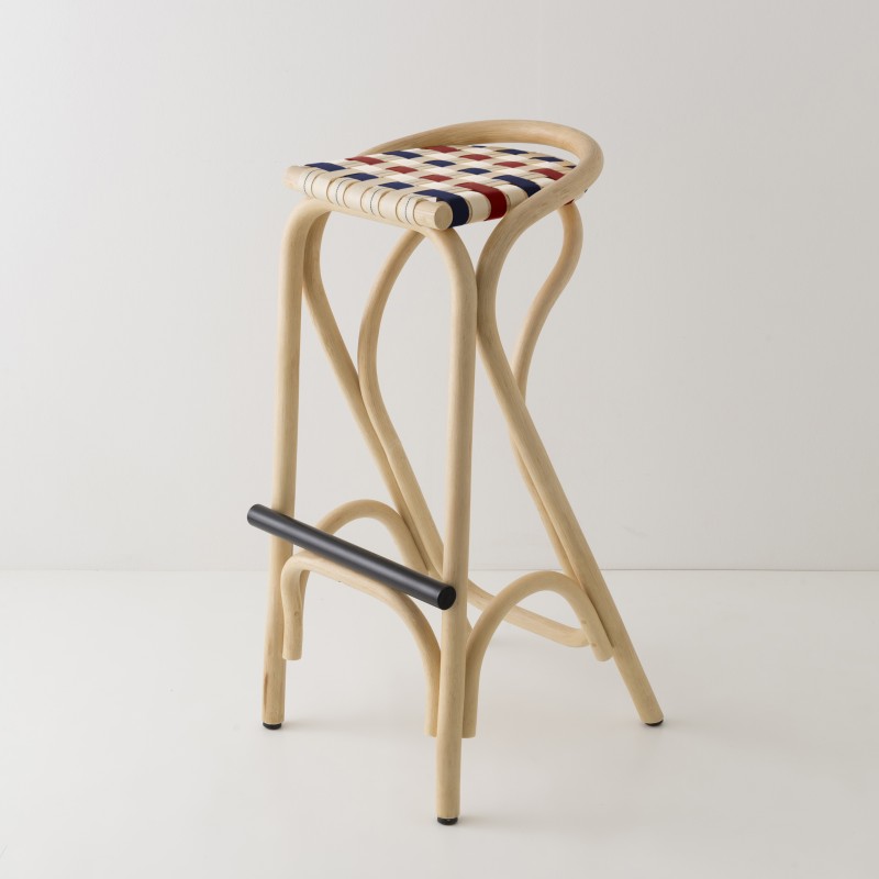 Tabouret de bar VIRAGE bleu & rouge