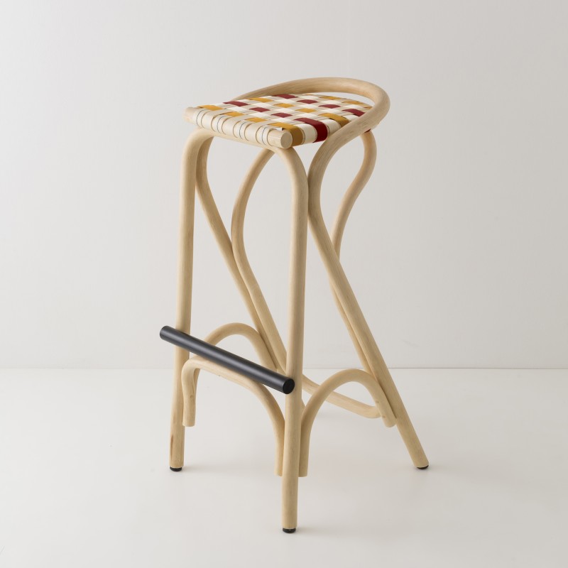 Tabouret de bar VIRAGE jaune & rouge