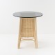 Petite table basse en rotin et plateau de verre design CORRIDOR vue de profil